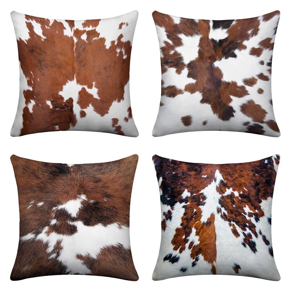 3785 Cow Print Decorative Throw Pillow Covers Cowhide Accent Printing Couch